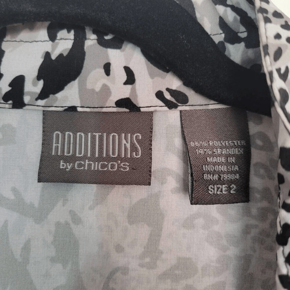 Additions by Chico's Womens Large Grey Leopard Animal Print Zip Jacket Shacket - Picture 3 of 11